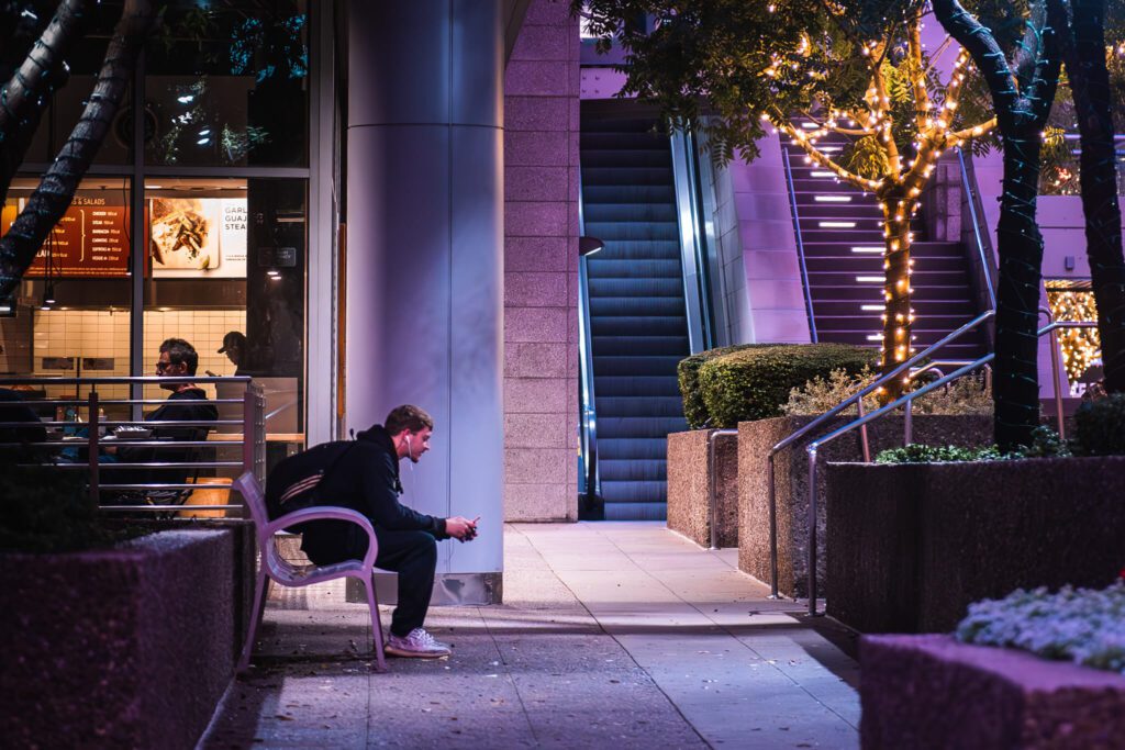 man on a bench
